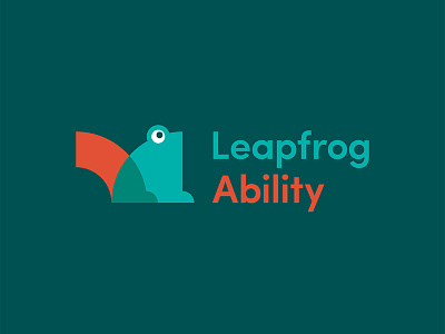 Leapfrog Ability Logo animal branding disability services frog health illustration logo ndis overlay teal vector