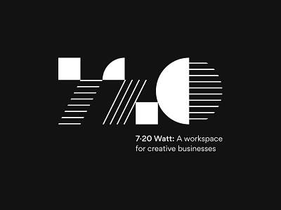 7.20 Watt Logo art deco black and white branding co working space logo newcastle numbers numerals office share space signage studio