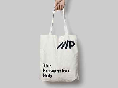 The Prevention Hub Logo black bold books branding clean logo mental health minimal p prevention research tote