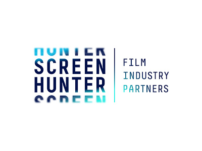 Screen Hunter Logo blue blur film gradient green logo navy screen tagline teal wordmark