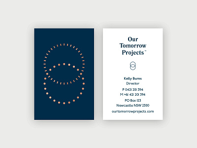 Our Tomorrow Projects Business Card business card golf foil logo moon navy startup sun tomorrow wordmark