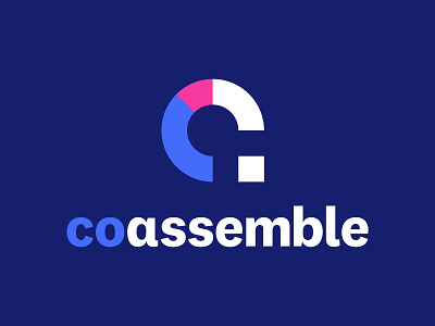 Coassemble a blue brand identity branding brandmark c coassemble education learning logo naming navy pen pencil pink startup symbol training wordmark