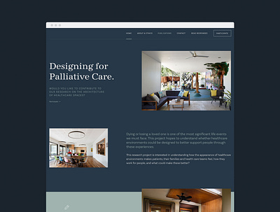 Designing for Palliative Care academic architecture blue design form minimal navigation navy newcastle photography research survey typography ui ux web design webdesign website website design wordpress