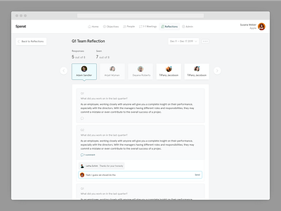 💭 Reflections in Spanat answers employee engagement feedback feedback form form hr platform questionnaire reflections review reviews saas spanat ui ux