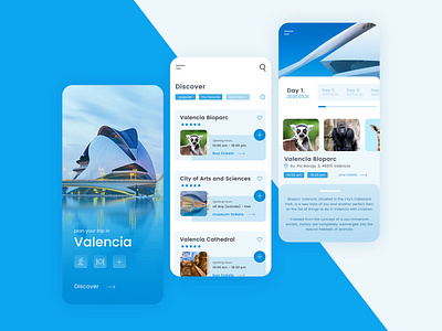 Travel guide application app design application design minimal travel travel app trip trip planner ui ux valencia