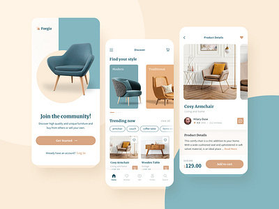 Furniture shopping app UI/UX design