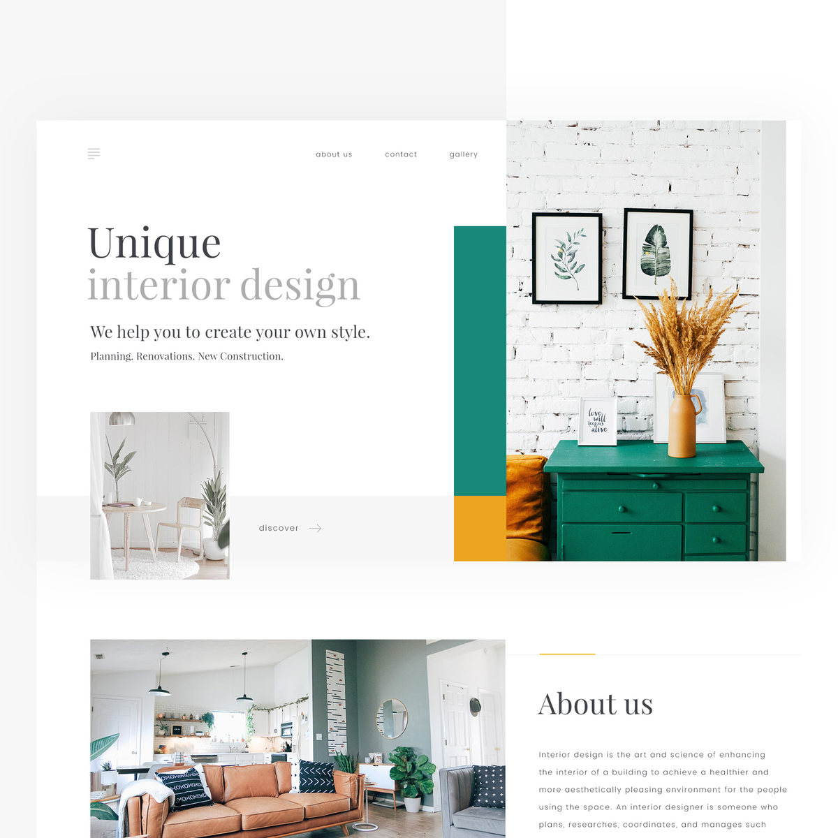 unique interior design website by Patrícia Havancsák on Dribbble