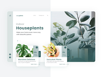 easyplant webdesign branding design header landingpage minimal monstera plant ui ui design ux web webshop website