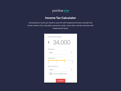 Income Tax Calculator automated taxes contracting forms painless1099 react taxes