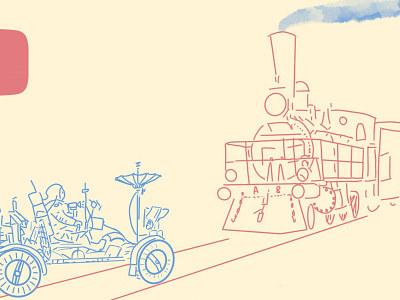Moon Rover and Train (fragment) future illustration moon past rover space train