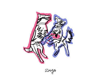 Angry dogs angry byting dogs illustration