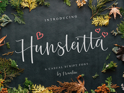 Hunsleitta Script Font alphabet beautiful branding business card casual feminine font font awesome font design handlettering handwritten invitation card lettering logo maculinc opentype script typeface typography vintage