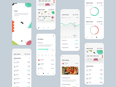 KidzCard Bank App Mixed Concept adobe xd analytics app design bank credit card debit card design educational kids mobile mobile app parents product design ui ux