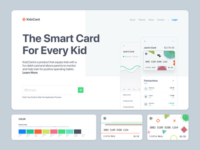 KidzCard Website Concept 2020 adobe xd bank branding credit card debit card design education front end development kids parents product design responsive ui ux web design website