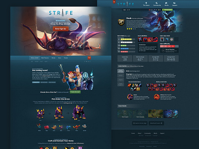 Strife Website experience design front end development gaming moba responsive strife teal web design