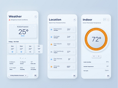 Neumorphism Weather App Concept app design cold kalamazoo lighting mobile neumorphic neumorphism product design ui ux weather