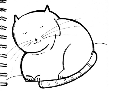 Happy Fat Cat cat hand drawn happy illustration sketch