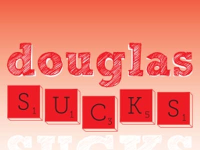 Doug Sucks Poster fun graphic jokes red scrabble typography