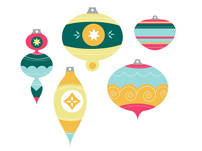 Retro Ornaments christmas graphic design illustrated ornaments patterns playful retro
