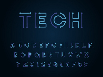 Tech Alphabet alphabet circuit digital font letter sci fi tech technology typography