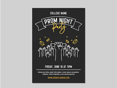 Prom Night Party poster template celebration college graduation highschool night nightclub party poster prom school students university