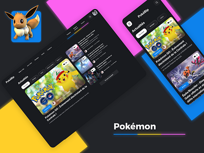 Pokémon app branding dark design designer graphic design illustration landing page logo néon pokemon pokémon ui ux