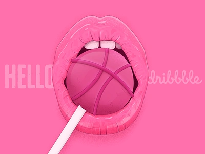 Hello Dribbble design dribbble dribbble ball hello illustration lollipop pink shot