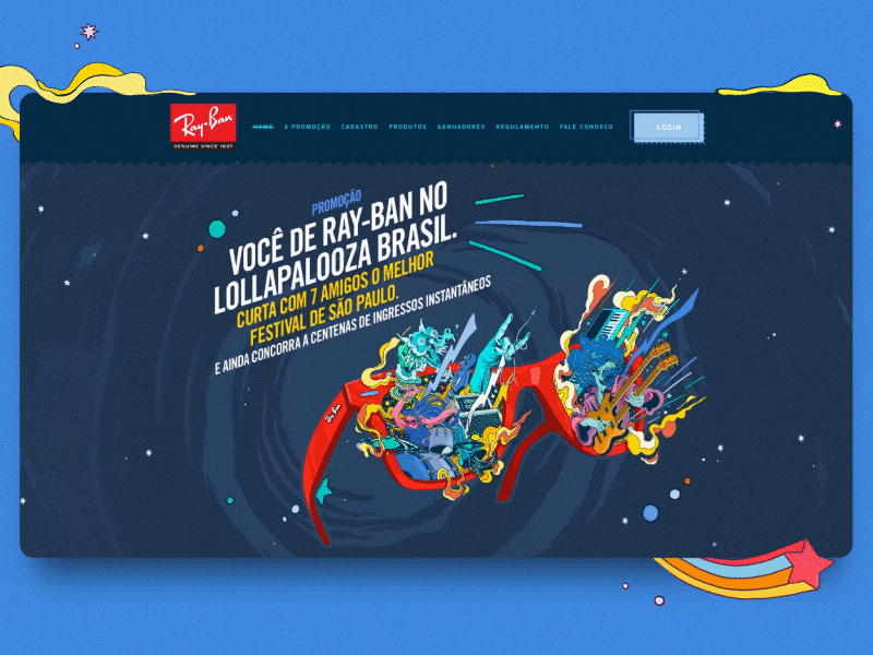 Promotional Campaign Website illustration lollapalooza parallax promo rayban ui webside