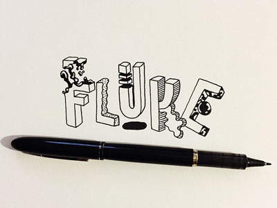 Fluke black and white illustration lettering typography
