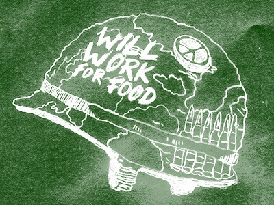 Once Born to Kill, now Will Work For Food good hand drawn illustration