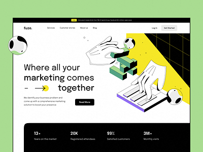 Website for marketing agency agency design emotional design graphic design hero image home page illustration logo marketing typography ux webdesign website