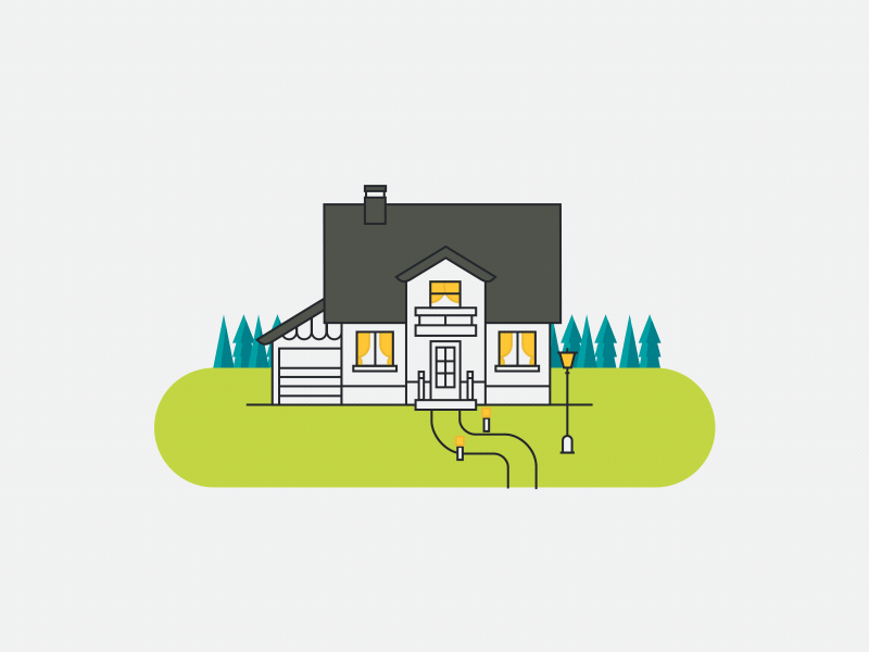 2.5D House 2.5d animation flat garden house illustration loop transition