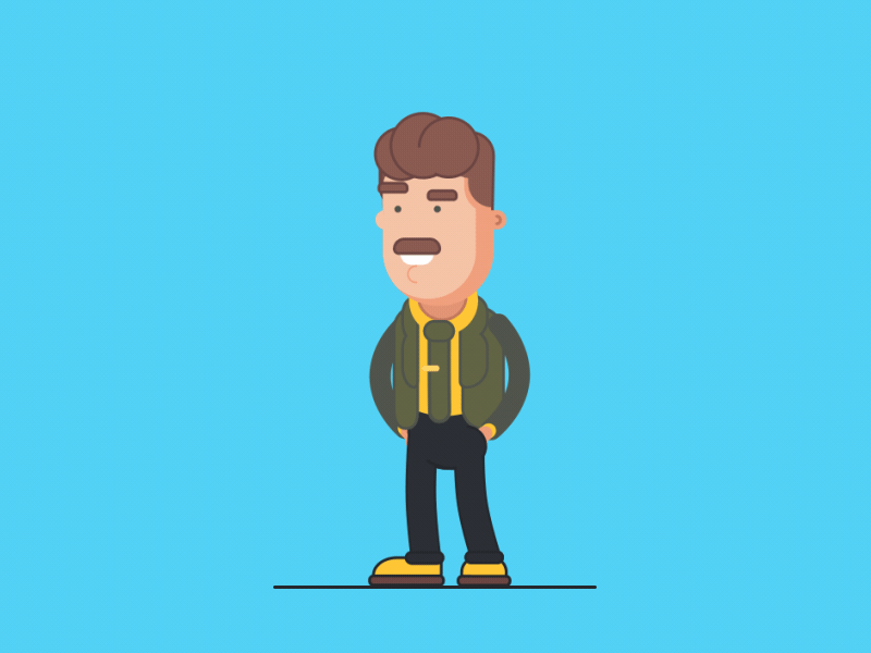 2.5D Character after effects animation character flat illustration man mustache