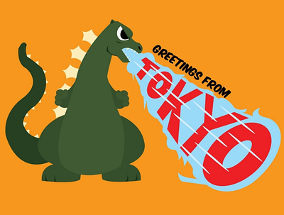 Greetings from Tokyo! digitalart godzilla gojira japan japanese kaiju king of monsters lylestylez tokusatsu tokyo vectorart