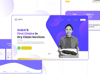 Laundry website landing page shot appinterface branding design ui ux website