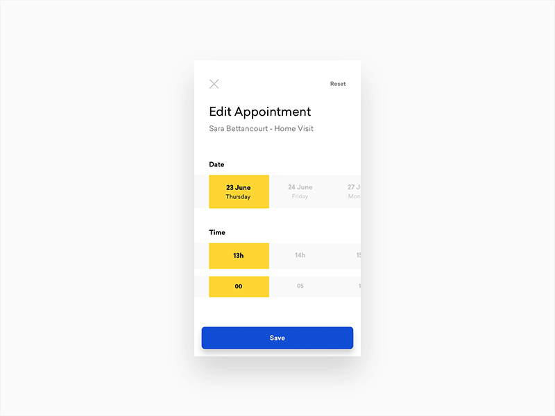 Change Appointment Time animation app date design inspiration interaction motion principle sketch time ui ux