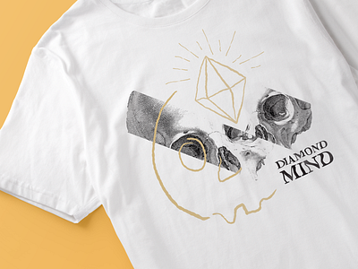Diamond Mind T-shirt Design, V2 apparel branding collage design illustration typography