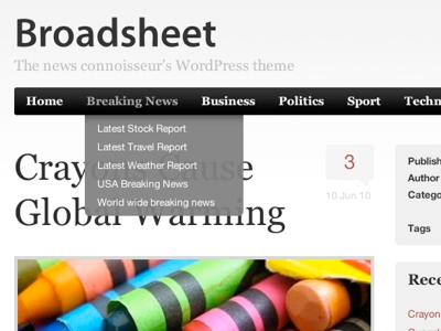 Broadsheet Wordpress Theme blog navigation news theme wordpress