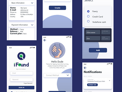 IFound Screens app branding minimal ui uidesign user interface ux uxdesign uxui
