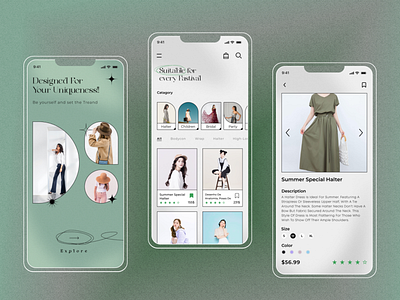 UI design for an e-commerce clothing app