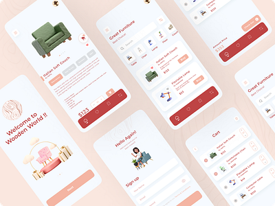 Furniture mobile app interfce app design furniture furniture app mobile ui design ui user interface ux ux design wood