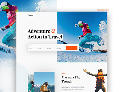 Travel Landing Page Concept avenger blog book booking booking app iceland landing landing page layout mountain space travel travel travel agency travel blog travel book typography ui ux web website