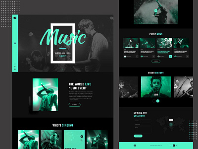 Music Event Landing Page bold typography clean clear color conference event event conference template event landing landing landing page music typography ui ux web website