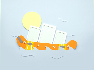 Verizon - phone protection adveristing boat illustration mobile paper art paper craft paper cut phone protection verizon