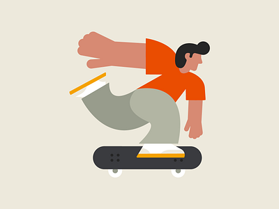 Pushin' art character flat fun illustration skateboard skateboarding vector