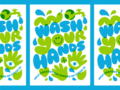 Wash your hands! art character covid 19 hands illustration poster print smiley vector wash