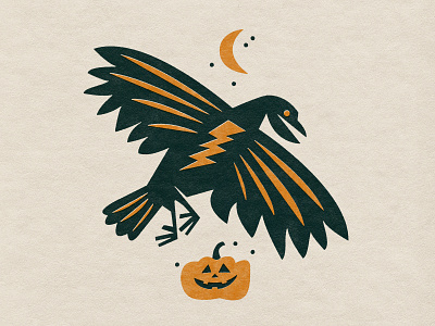 ⚡️🦅⚡️ art badday crow electric halloween illustration pumpkin texture truegrit