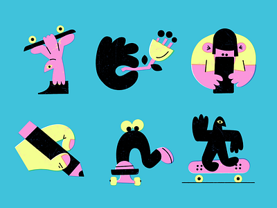 Slow Mondays 💤 art character design doodle fun illustration pencil skateboarding texture vector
