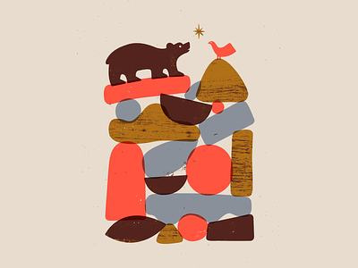 The bird and the bear art bear bird fun grit illustration shapes stack texture textures vector