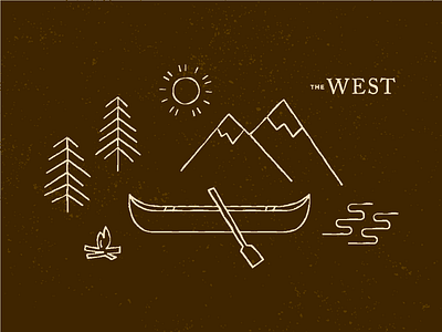 The West burns canoe fire illustration ken mountain pine river sun tree west